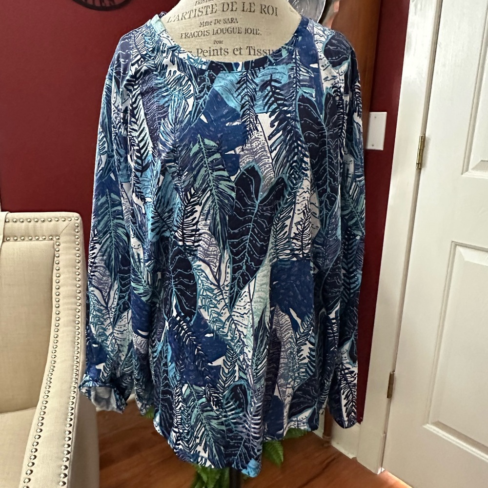 Reel Legends Blue Oversized Long Sleeve Blouse
